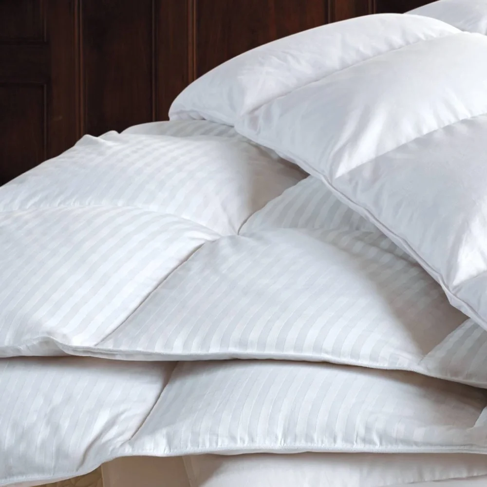 Cuddledown Luxurious White Damask Stripe 100% Down Comforter